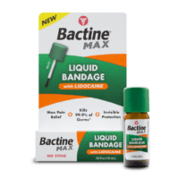 Bactine MAX Liquid Bandage package with bottle